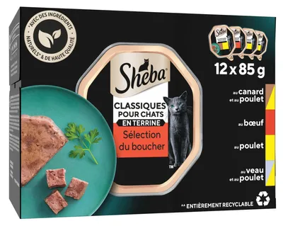 Imagen del producto de SHEBA® Terrina clásica para gatos adultos, selección del carnicero, 4 variedades