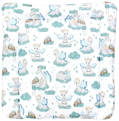 Produktbild von TupTam Baby Wickeltischauflage mit Baumwollbezug Gemustert, Farbe: Dino Bärchen Grün Grau, Größe: 75 x 85 cm