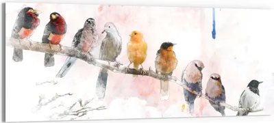 Produktbild von DEQORI Glasbild Echtglas 125x50 cm 'Vögel auf einem Ast' Wandbild Bild modern Deko