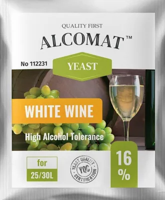 Produktbild von Alcomat White Wine HAT Yeast Weißweinhefe Gärhefe Wein Weinhefe Weißwein 25 bis 30 Liter aktive Trockenhefe bis 16% 1 Stück