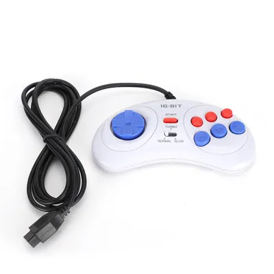 Image de Mini-console de jeu portable 16 bits à 9 broches, manette de jeu ergonomique, blanche pour Sega