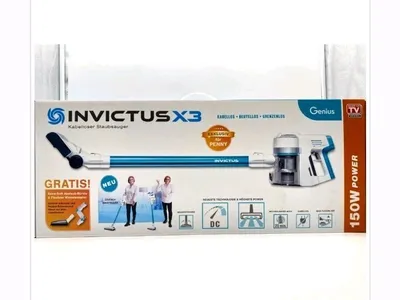 Produktbild von Genius INVICTUS X3 Set 13-teilig, 2-in-1-Stabstaubsauger, Beutellos, Blau, Weiß, Rechteckig, Trocken, HEPA