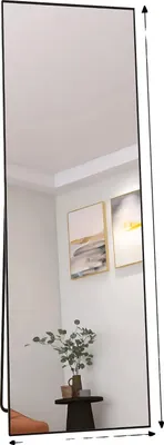 Immagine prodotto di Specchio a figura intera, design infrangibile, installazione versatile, nero - quadrato