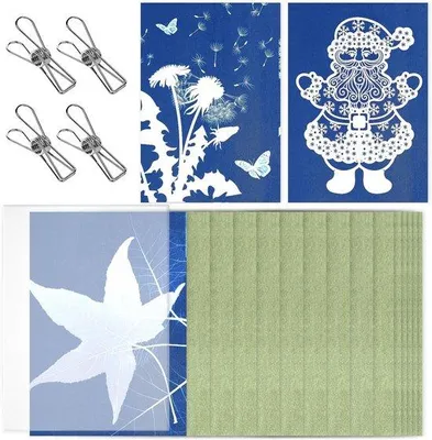 Produktbild von Kunstpapier-Kit A5 - 32 Stücke - Hohe Empfindlichkeit - Kunstpapier - Naturdruck - Bastelset für Kinder und Erwachsene - 4 Clips - Acrylpaneel - Bastel- und Kunstprojekte