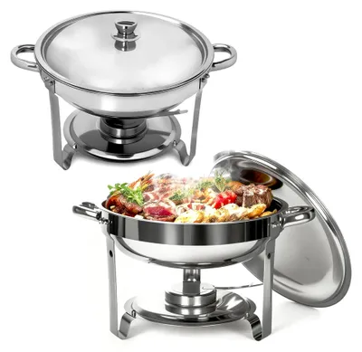 Produktbild von 2er Set Chafing Dish 5L, Edelstahl Warmhaltebehälter für Catering, Buffet und Feiern