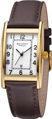 Produktbild von Regent Herren Uhr Lederarmband Leder Armbanduhr Analog dunkelbraun URF1519