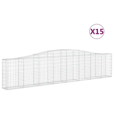 Produktbild von Gabionen mit Hochbogen 15 Stk. 400x30x80/100cm Verzinktes Eisen