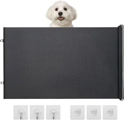 Productafbeelding van Hondenhek Binnen - Honden Omheining - Huisdieren Scheiden - Zonder Boren - 110x78cm - Zwart
