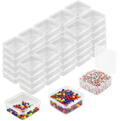 Aufbewahrungsboxen mit Deckel, 50 Stück, 4,5 x 4,5 x 2 cm, transparent