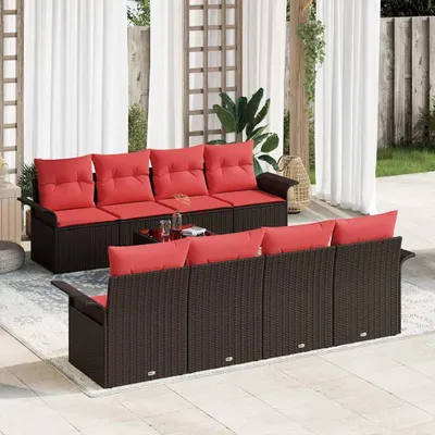 Produktbild von Möbel Gartensofa-set mit Kissen 9 pcs Braun Poly-RattanGartenmöbelgarnituren - Gartenmöbelgarnituren c38
