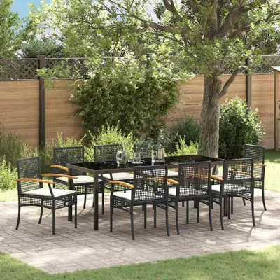 Produktbild von Maison Exclusive - Garten Essgruppe 9 stk. Schwarz Rattan
