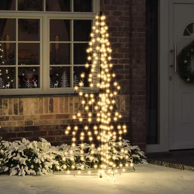 Imagen del producto de vidaXL: Árbol de Navidad con 240 luces LED, luz blanca cálida, 180 cm, de ratán