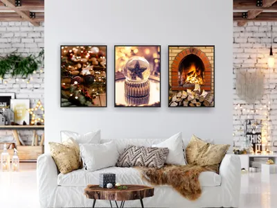 Produktbild von Poster für die Wohnzimmerwand Weihnachten Kaminstern 3x 50x70