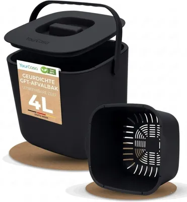 Produktbild von Kompostbehälter 4 Liter, Bioabfalleimer, geruchsdicht, spülmaschinenfest, für Küche