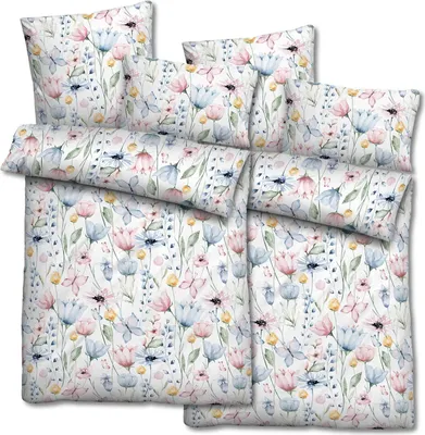 Produktbild von Doppelpack Mikrofaser Seersucker Bettwäsche 135 x 200 + 80 x 80 cm + 40 x 80 cm 3-teilig