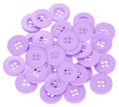 60 runde Harzknöpfe 18 mm, 4 Löcher, lila