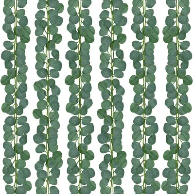 Image de Couronne d'eucalyptus artificielle (12 pièces), couronne de lierre artificielle, plantes suspendues vertes, décoration en eucalyptus pour chambre à coucher, décoration esthétique, maison, jardin, mur, mariage, fête