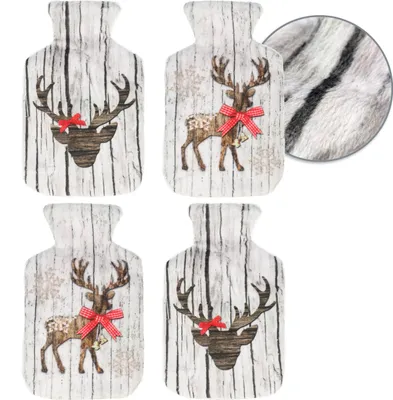 Produktbild von com-four® 4x Taschenwärmer Set - Flauschige Handwärmer im Wärmflaschen-Design, Plüsch Fingerwärmer, Knickbare Wärmepads, Wiederverwendbare Taschenheizkissen