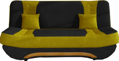 Produktbild von Sofa mit Schlaffunktion und Bettkasten, Couch für Wohnzimmer, Schlafsofa Federkern Sofagarnitur Polstersofa Wohnlandschaft mit Bettfunktion -194 x 92 x 95cm  Feba (Schwarz+Gelb (Soro 100+Soro 40))
