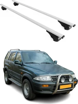 Image de Barres de toit Transversales pour Ssangyong Musso 1993-2004 Fer Argent