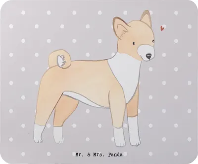 Produktbild von Mr. & Mrs. Panda Mouse Pad Basenji Lebensretter - Grau Pastell - Geschenk, computer mauspad, Mousepad, mousematte, laptop, Kongo-Terrier