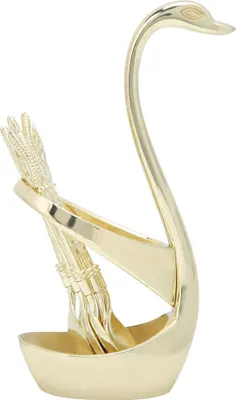 Image de Fashion Elegant Coffee Dessert Spoon Cutlery Set with Swan Holder Household TaGold