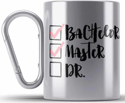 Produktbild von Trendation - Master Abschluss Geschenk Edelstahl Tasse Karabiner Bestanden Studium Prüfung Graduation - Bachelor Master Doktor (Silber)
