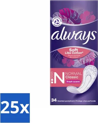 Productafbeelding van Always - Inlegkussentjes - Normaal - 34 inlegkussentjes - Voordeelverpakking - 25 stuks