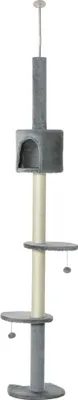 Image de Arbre à chat - Arbre à grimper - Hauteur 217 cm - 4 niveaux - Grotte - Balle suspendue - Bois