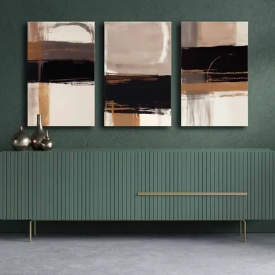 Produktbild von Wallity, 3P4570GSC-007, Dekoratives Leinwandgemälde (3 Teile), Mehrfarbig, 100 % LEINWAND, 145 x 70 cm
