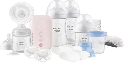 Zdjęcie produktu dla Philips AVENT Zestaw wyprawkowy SCD340/31 Laktator NaturalMotion & Butelki Responsywne Natural, Elektroniczny, Różowy, Biały