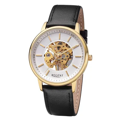 Produktbild von Regent Herren Uhr Lederarmband Leder Armbanduhr Analog schwarz URF1399