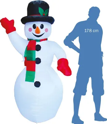Produktbild von Aufblasbarer leuchtender winkender Schneemann 187 cm