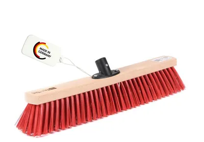 Produktbild von Qualitäts Straßenbesen 40cm Breit mit QuickFix-Stielhalter rote Kunststoff-Borsten Besen Kehrbesen ohne Stiel