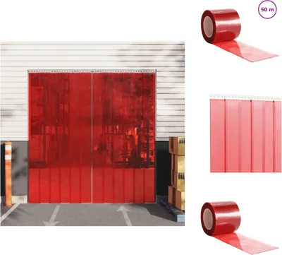 Obrázek produktu pro vidaXL Záclona na dveře červená 200x1,6 mm 50 m PVC - Záclony a závěsy
