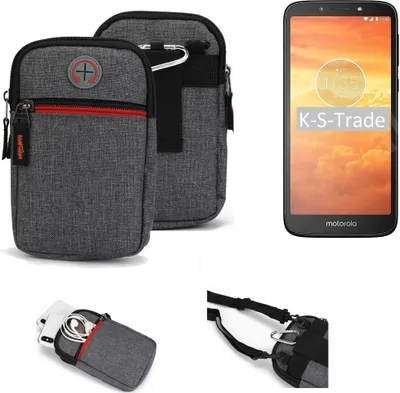 Produktbild von K-S-Trade Holster Gürtel Tasche kompatibel mit Motorola Moto E5 Dual SIM Handy Tasche Schutz Hülle grau Zusatzfächer 1x