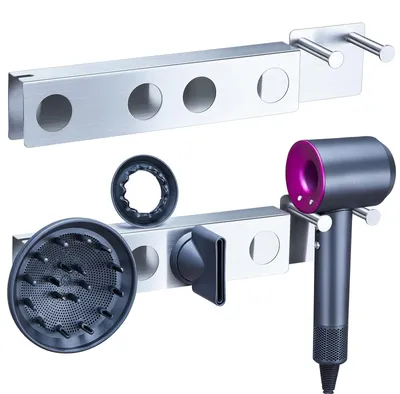 Imagen del producto de Elzusha - Soporte de pared para secador de pelo, sin necesidad de taladrar, ideal para almacenamiento