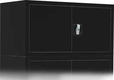 Produktbild von Aufsatzschrank mit Flügeltüren und Zylinderschloss mit Drehgriff, 450 x 800 x 383 mm, tiefschwarz