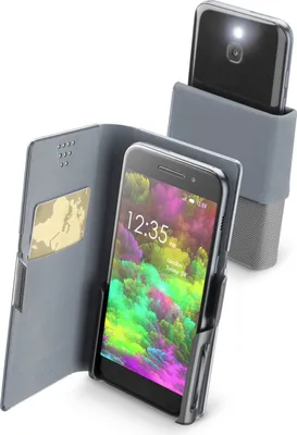 Immagine prodotto di CELLULARLINE Cellularline Slide & Click - L: (dimensioni massime dello smartphone: 90 mm X 174 mm) Custodia a libro multi-compatibile con finitura in ecopelle