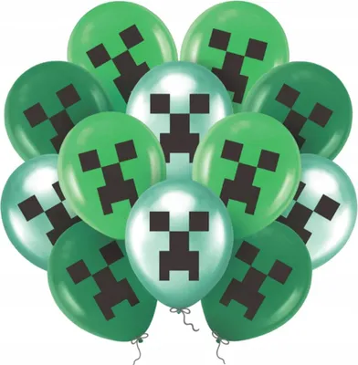 Produktbild von Minecraft-Ballon, Creeper, Geburtstagsdeko, grüne Pixel, Set mit 12 Stück