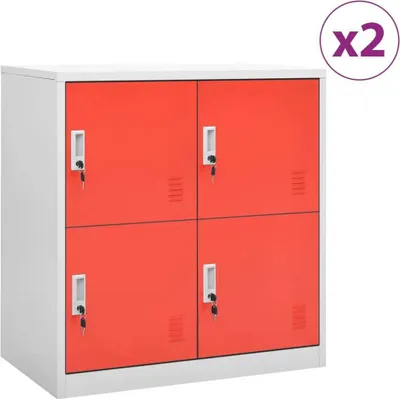 Obrázok produktu pre Uzamykacie skrinky 2 ks bledosivé a červené 90x45x92,5 cm oceľové