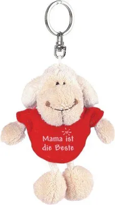 Produktbild von NICI 31552 Schlüsselanhänger Schaf weiß Plüsch mit T-Shirt "Mama ist die Beste" 10 cm rot