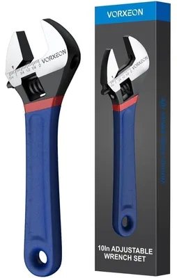 Obrázek produktu pro Sada klíčů typu "rollgabelschlüssel" o délce 254 mm (10 palců) | Vysoce kvalitní ocel | Metrické/palcové měření | Pro otvory do 30 mm | Protiskluzové rukojeti
