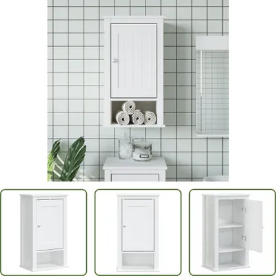 Produktbild von The Living Store Bad-Wandschrank BERG Weiß 40x27x71,5 cm Massivholz Kiefer
