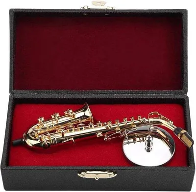 Produktbild von Miniatur Saxophon Figurine mit Standfuß für Musikzimmer