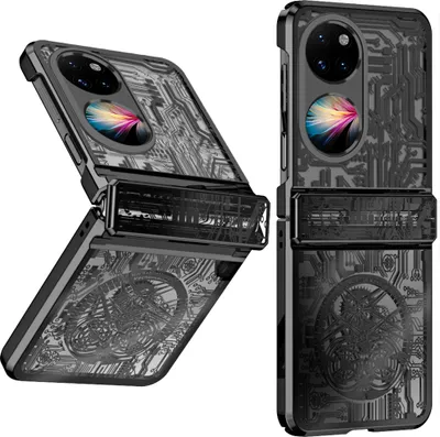 Produktbild von Hülle für Huawei P50 Pocket Luxus Galvanisierte Scharnierschutz Transparent Schutzhülle Schwarz