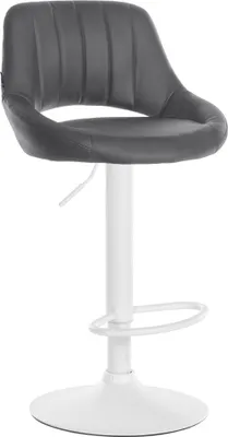 Obrázek produktu pro Nastavitelná barová židle Imitace kůže - stolička - otočná o 360°, snadno se čistí Barva: šedá | Barva podstavce: bílá