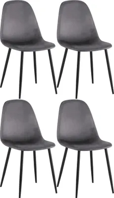 Produktbild von CLP 4er Set Esszimmerstühle Napier gepolstert bis 150 kg belastbar dunkelgrau Material Samt