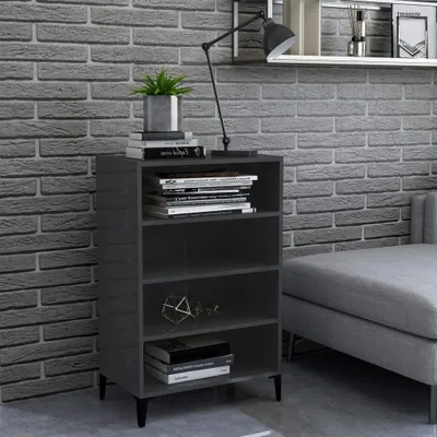 Zdjęcie produktu dla vidaXL Kredens wysoki połysk szary 57x35x90 cm materiał drewnopochodny