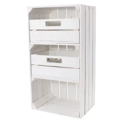 Produktbild von 4x WEIßE Holzkisten mit 2 SCHUBLADEN / Schubladenelement / 68x40x31cm / NEU / DIY Schreibtisch